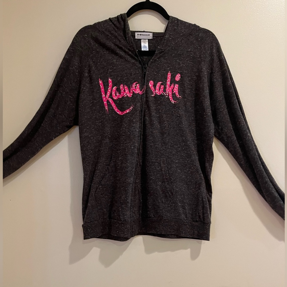Kawasaki Black and Pink Zip-Up Hoodie